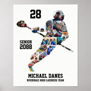Lacrosse Speler Aangepaste Sport Foto Collage Poster