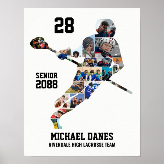 Lacrosse Speler Aangepaste Sport Foto Collage Poster (Voorkant)