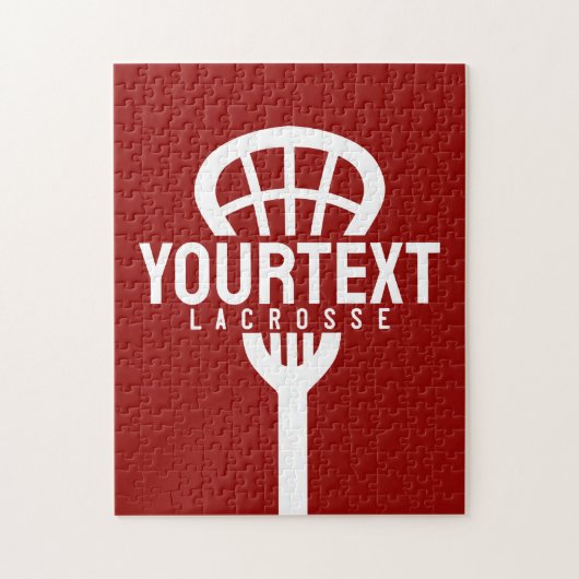 Lacrosse Speler Aangepaste Tekst Team Mesh Sportst Legpuzzel (Verticaal)