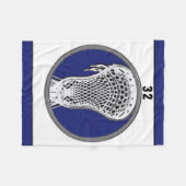 Lacrosse Speler Blauwe Team Fleece Deken (Voorkant (Horizontaal))