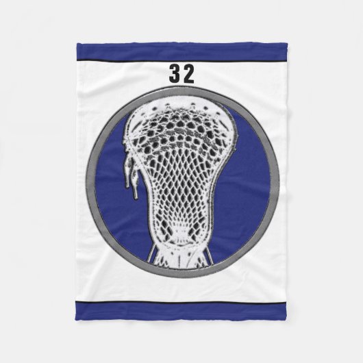 Lacrosse Speler Blauwe Team Fleece Deken (Voorkant)