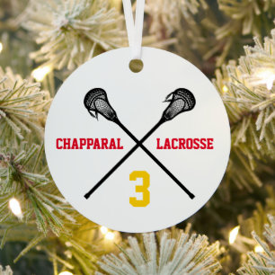 Lacrosse Speler Foto Team Kleuren Nummer Sport Metalen Ornament
