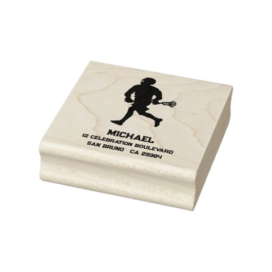 Lacrosse speler gepersonaliseerd rubberstempel (Stempel)