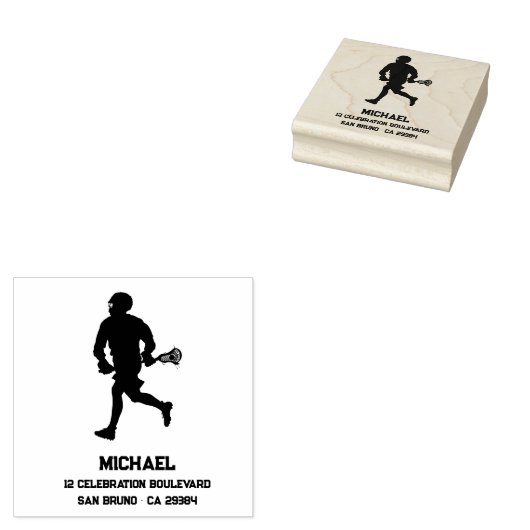 Lacrosse speler gepersonaliseerd rubberstempel (Gestempeld)