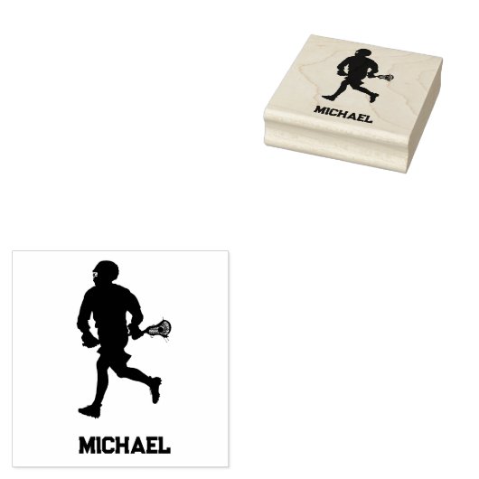 Lacrosse speler gepersonaliseerd rubberstempel (Gestempeld)