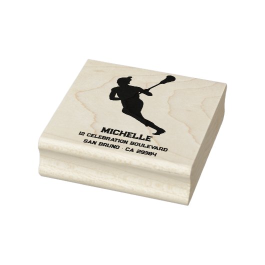 Lacrosse speler gepersonaliseerd rubberstempel (Stempel)