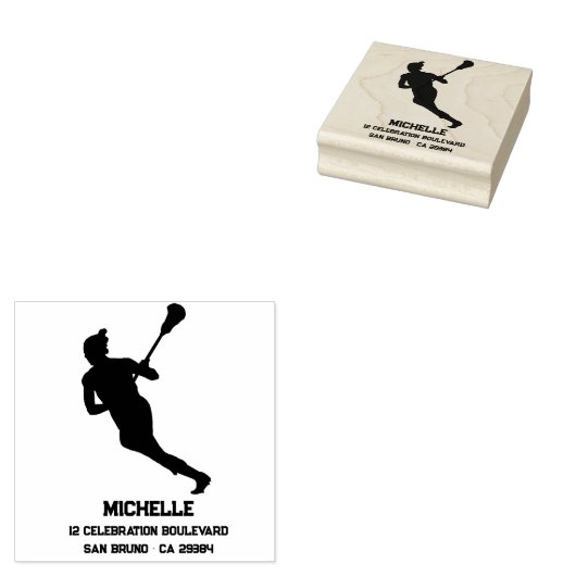 Lacrosse speler gepersonaliseerd rubberstempel (Gestempeld)
