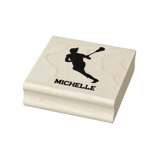 Lacrosse speler gepersonaliseerd rubberstempel (Stempel)