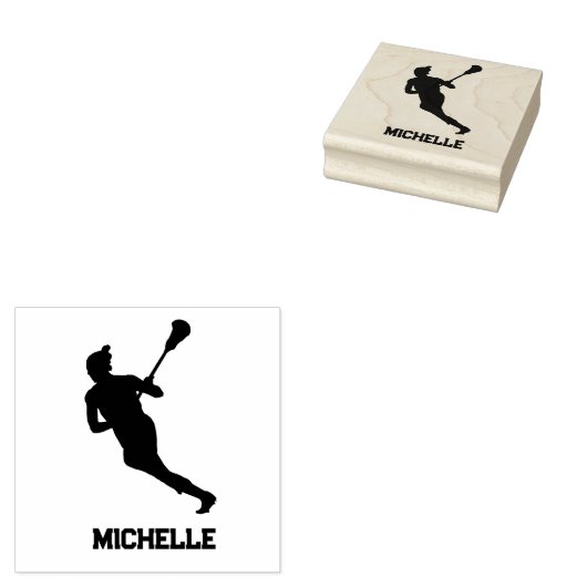 Lacrosse speler gepersonaliseerd rubberstempel (Gestempeld)