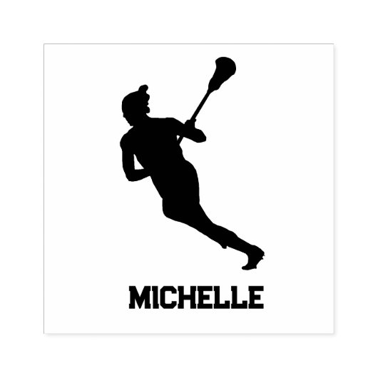 Lacrosse speler gepersonaliseerd rubberstempel (Afrduk)