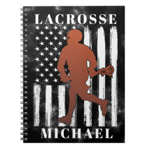 Lacrosse speler gepersonaliseerde naam notitieboek