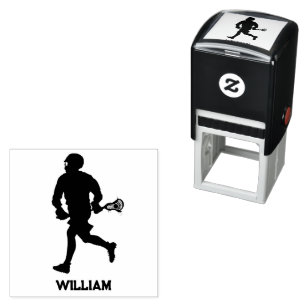 Lacrosse speler gepersonaliseerde naam zelfinktende stempel