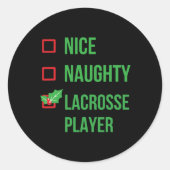 Lacrosse Speler Grappig Pyjama Kerstcadeau Ronde Sticker (Voorkant)