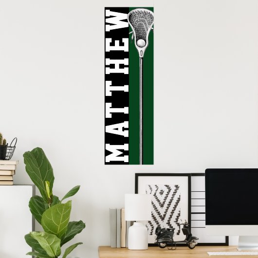Lacrosse speler groen poster (Thuiskantoor)