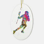 Lacrosse speler keramisch ornament (Links)