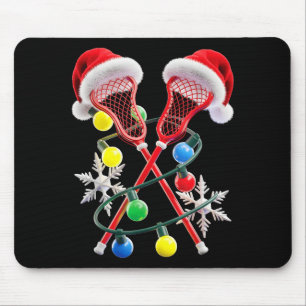 Lacrosse Speler Kerstverlichting Kerstman Hoed Cro Muismat