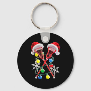 Lacrosse Speler Kerstverlichting Kerstman Hoed Cro Sleutelhanger