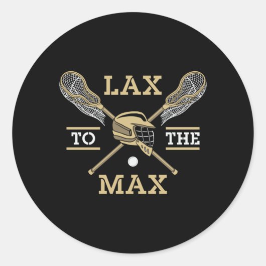 Lacrosse speler Lax naar de Max Stick Grappig cade Ronde Sticker (Voorkant)