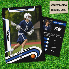 Lacrosse Speler Ruilkaart in Levendig Blauw Contactkaartje