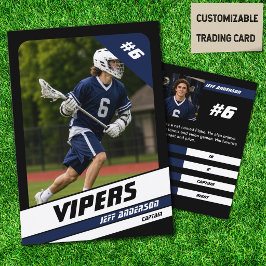 Lacrosse Speler Ruilkaart in Levendig Blauw Zwart Contactkaartje