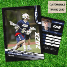 Lacrosse Speler Ruilkaart in Zwart Blauw
