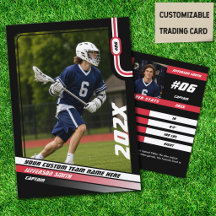 Lacrosse Speler Ruilkaart in Zwart Rood