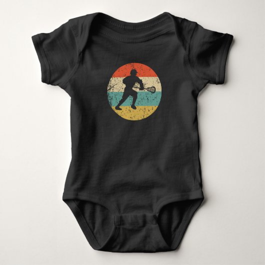 Lacrosse Speler Silhouette Retro Sport Romper (Voorkant)