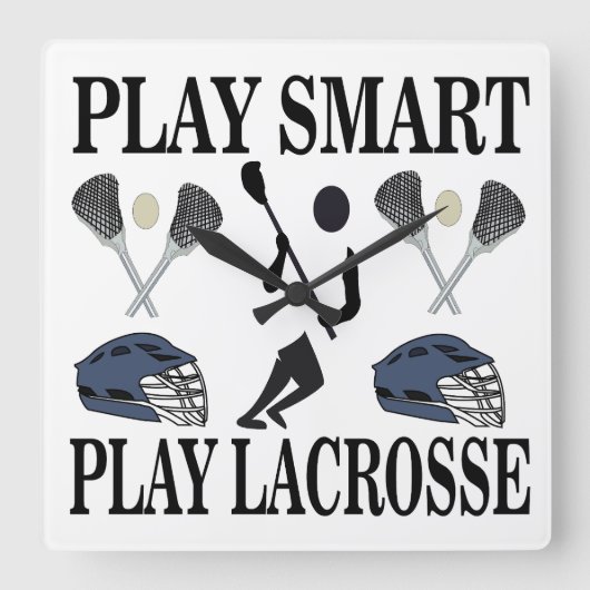 Lacrosse Speler Sporten Vierkante Klok (Voorkant)
