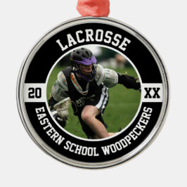 Lacrosse Speler Teamsporten Eindexamenjaar Middelb Metalen Ornament
