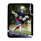 Lacrosse Speler Trading Kaart in Zwart Blauw Magneet (Verticaal)