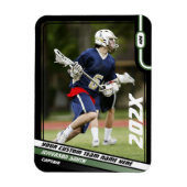 Lacrosse Speler Trading Kaart in Zwart Groen Magneet (Verticaal)