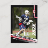 Lacrosse Speler Trading Kaart in Zwart Rood Contactkaartje (Voorkant)
