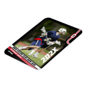 Lacrosse Speler Trading Kaart in Zwart Rood Magneet (Linkerzijde)