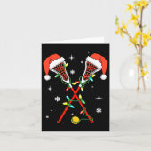 Lacrosse Speler Xmas Lights Santa Hat Lacrosse Chr Kaart (Gele Bloem)
