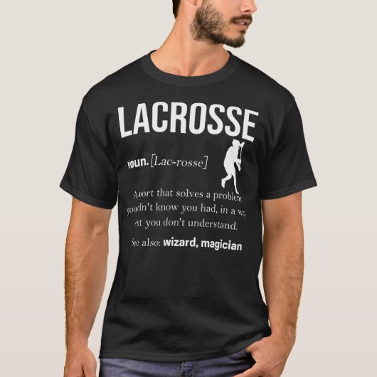Lacrosse Spelers Gooi Cue Bal Lax Crossstick (12 T-shirt (Voorkant)