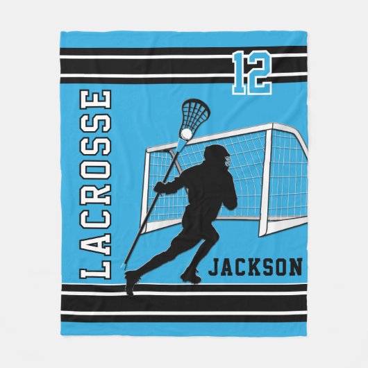 Lacrosse Sport - Babyblauw, wit, zwart Fleece Deken (Voorkant)