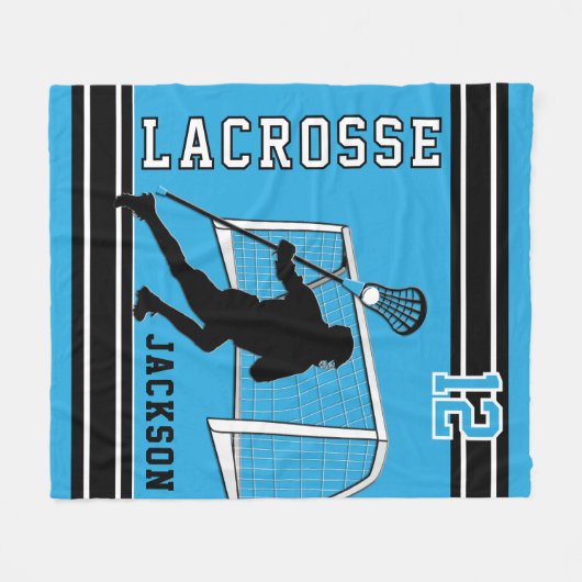 Lacrosse Sport - Babyblauw, wit, zwart Fleece Deken (Voorkant (Horizontaal))