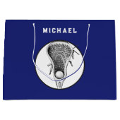 Lacrosse Sport Blauw Grote Geschenktas Groot Cadeauzakje (Voorkant)