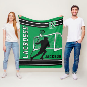 Lacrosse Sport - groen, wit, zwart Fleece Deken