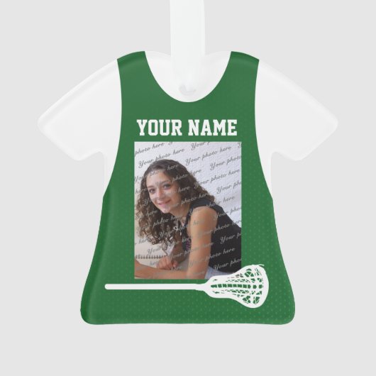 Lacrosse Sport Jersey Groen met Foto Ornament (achterkant)