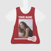 Lacrosse Sport Jersey Rood met Foto Ornament (achterkant)