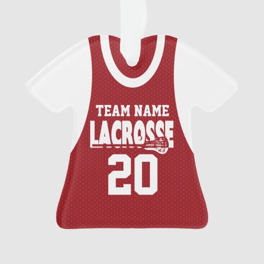 Lacrosse Sport Jersey Rood met Foto Ornament (voorkant)