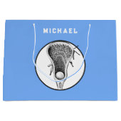 Lacrosse Sport Lichtblauw Grote Geschenktas Groot Cadeauzakje (Voorkant)