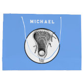 Lacrosse Sport Lichtblauw Grote Geschenktas Groot Cadeauzakje (Achterkant)