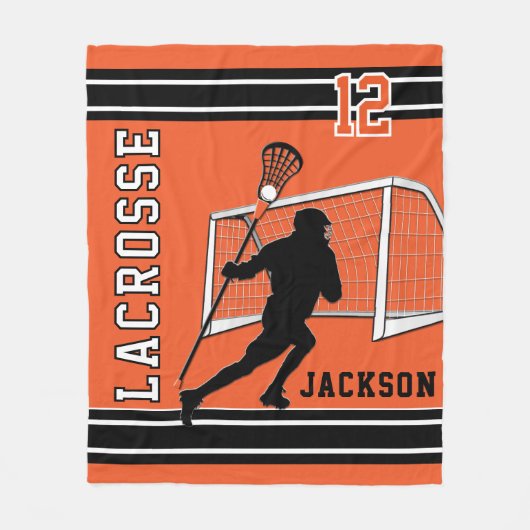 Lacrosse Sport - Oranje, wit, zwart Fleece Deken (Voorkant)