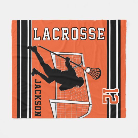 Lacrosse Sport - Oranje, wit, zwart Fleece Deken (Voorkant (Horizontaal))