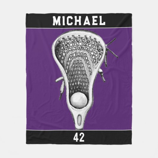 Lacrosse Sport Paars Fleece Deken (Voorkant)
