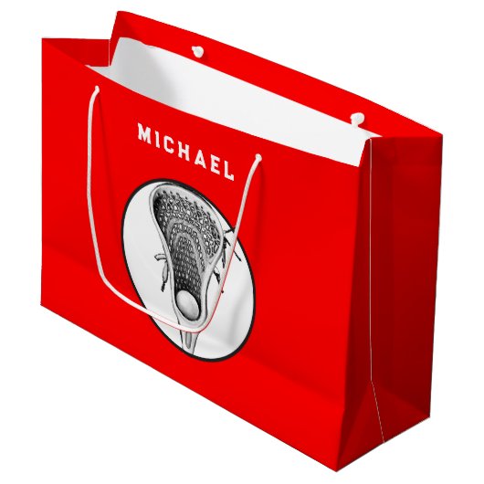 Lacrosse Sport Rood Grote Cadeautas (Voorkant Gekanteld)