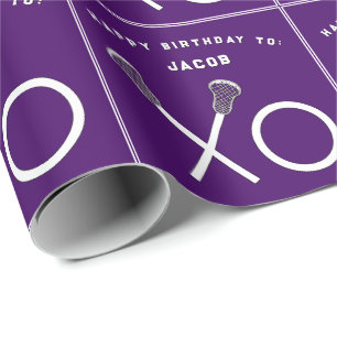 Lacrosse sport verjaardag cadeaupapier