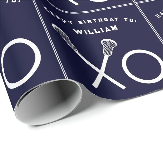Lacrosse sport verjaardag cadeaupapier (Rol Hoek)